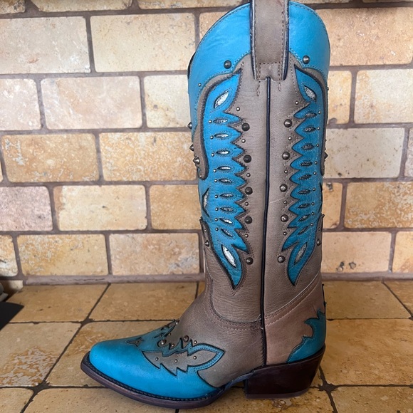 NIB Rockin Leather Cowboy Boots - Picture 4 of 14